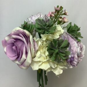 Artificial 26cm Rose Peony Succulent (Bundle) Mauve/Lilac