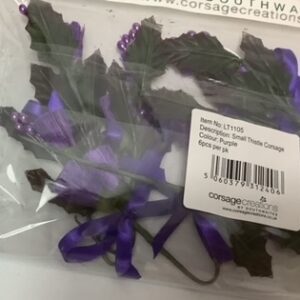 Thistle/Berry Corsage Pick with Bow (Pack 6) Light Purple