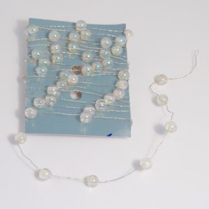 8mm Iridescent Peal Garland on Silver Wire