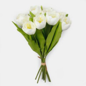 ivory Artificial Tulip Bundle with 9 individual tulips,