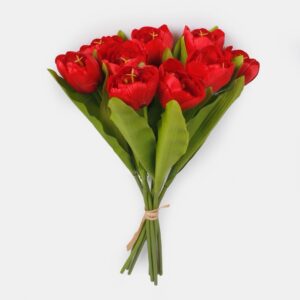 Red Artificial Tulip Bundle with 9 individual tulips,