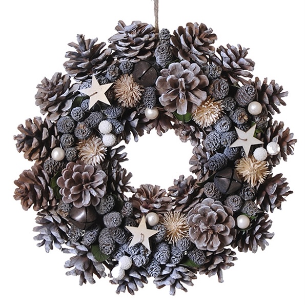 30cm Natural Star Pinecone Wreath