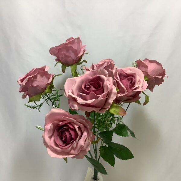 Artificial Open Rose BUSH Vintage Pink