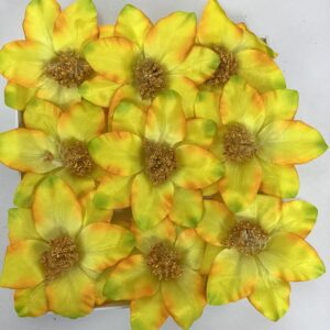 12cm Artificial Clematis Heads (Pack 12) Yellow
