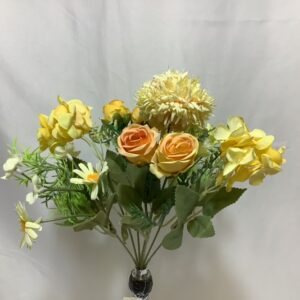 Artificial Mum/Rose/Hydrangea Bush Yellow