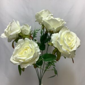 Artificial Open Rose BUSH Ivory