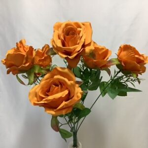 Artificial Open Rose BUSH Burnt Orange