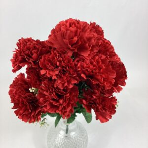 Artificial NEW Carnation Bush X18 Heads Red