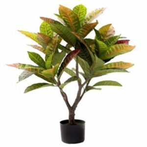 Artificial  75cm Tall Cronton Leaf House Potted Plant/ Tree Green/Orange
