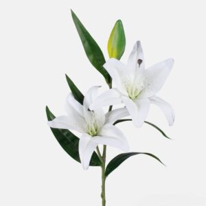 Cream/Ivory Artificial Casablanca Lily Spray with 2 Heads and a Bud,