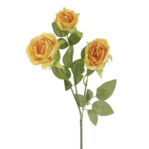 Yellow/Orange Artificial Rose Spray with 3 Heads