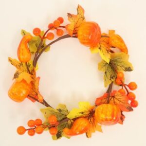 25cm Autumn Pumpkin / Maple Leaf Wreath Orange