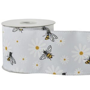 64mm Busy Bee Ribbon 10m White