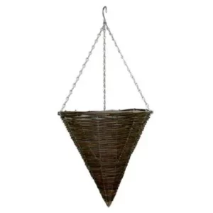 30cm (12 inch) Rattan CONE Hanging Basket - Lined