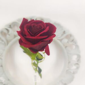 Burgundy Artificial Single Open Velvet Rose