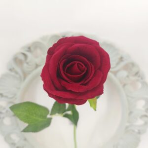 Red Artificial Single Open Velvet Rose
