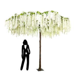 290cm Ivory Umbrella Wisteria Tree by Sincere Floral