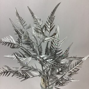 Asstd Glittered Fern Leaf Spray Silver