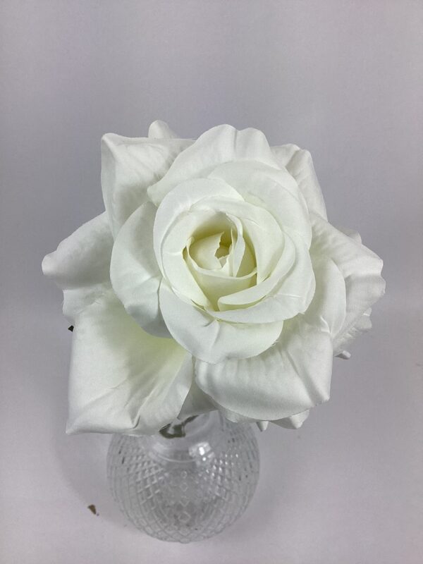 Artificial 11cm Single Open Rose White