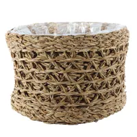 Large Round Seagrass Basket - Lined H27cm D27cm