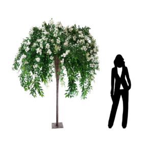 240cm Cream Floral Display in Wicker Stand with 18 Branches by Sincere Floral