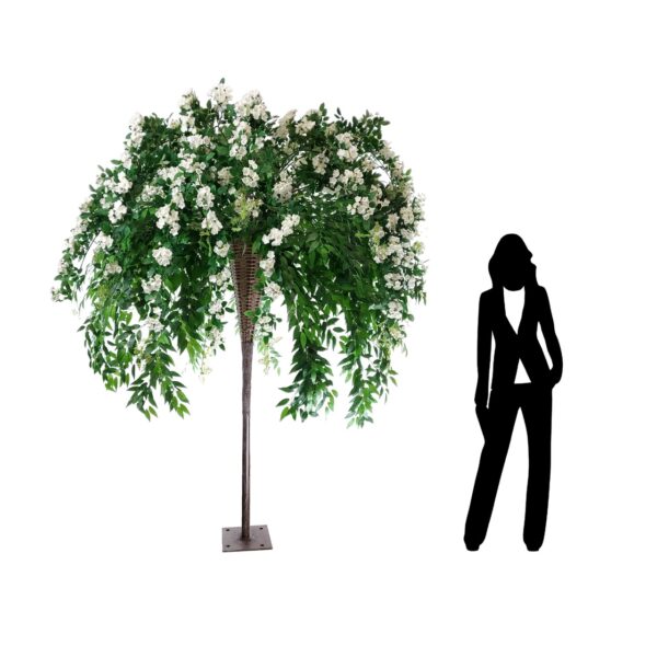 240cm Cream Floral Display in Wicker Stand with 18 Branches by Sincere Floral