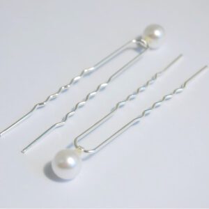 White Pearl Hair Pins on Silver Wire perfect for Brides and Bridesmaid Hair Decorations Dia. 9mm