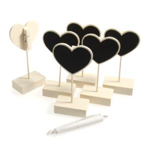 Table Decoration Heart BlackBoard with Chalk (Pack of 6)