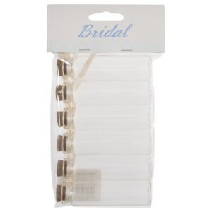 Pack 6 Mini Glass Bottles with Corks and Bow (75mm x 20mm) Ivory