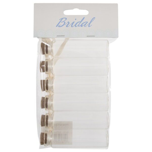 Pack 6 Mini Glass Bottles with Corks and Bow (75mm x 20mm) Ivory