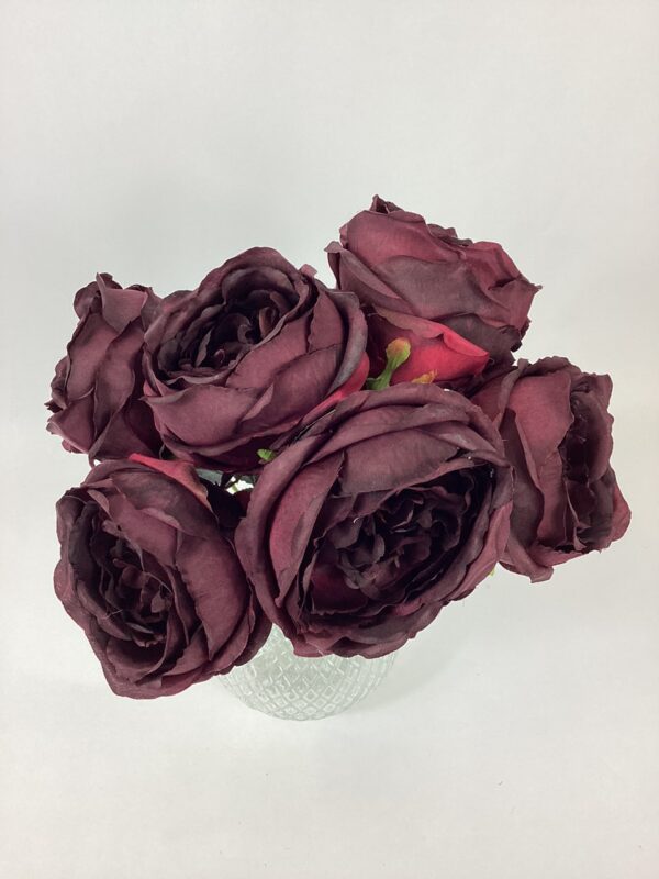 Artificial Cabbage Rose (Bundle 6) Mulberry