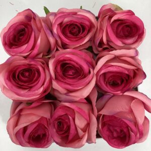 BULK Artificial Large Rose Bud Heads (Pack 12) Pink/Dark Centre