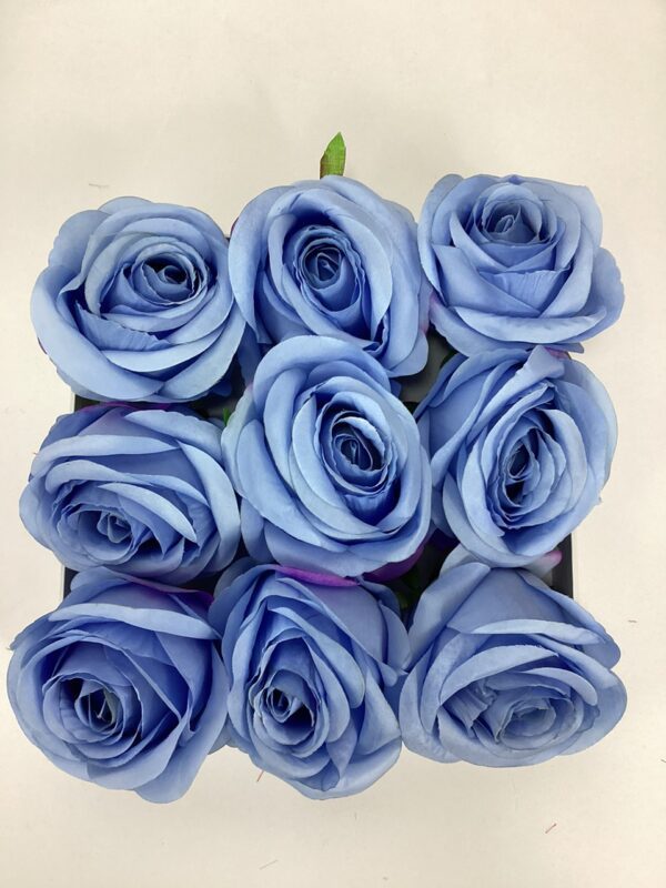 BULK artificial Large Rose Bud Heads (Pack 12) Light Blue