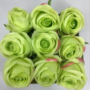 BULK Artificial Large Rose Bud Heads (Pack 12) Light Green