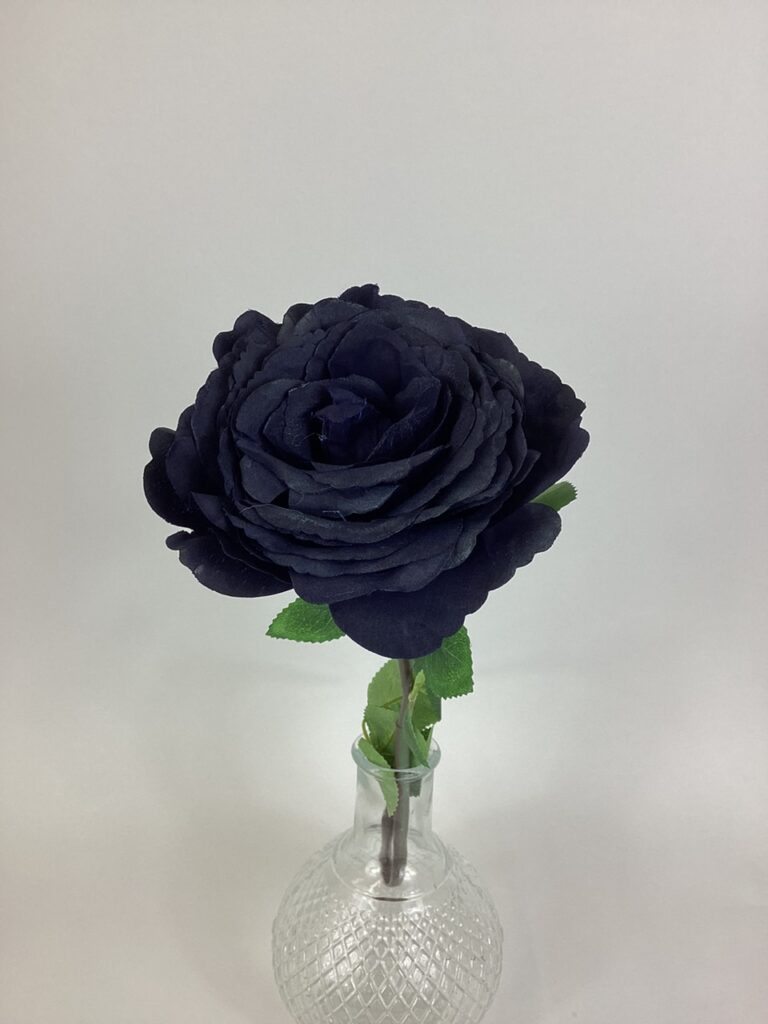 Artificial Single Tudor Rose Midnight Blue