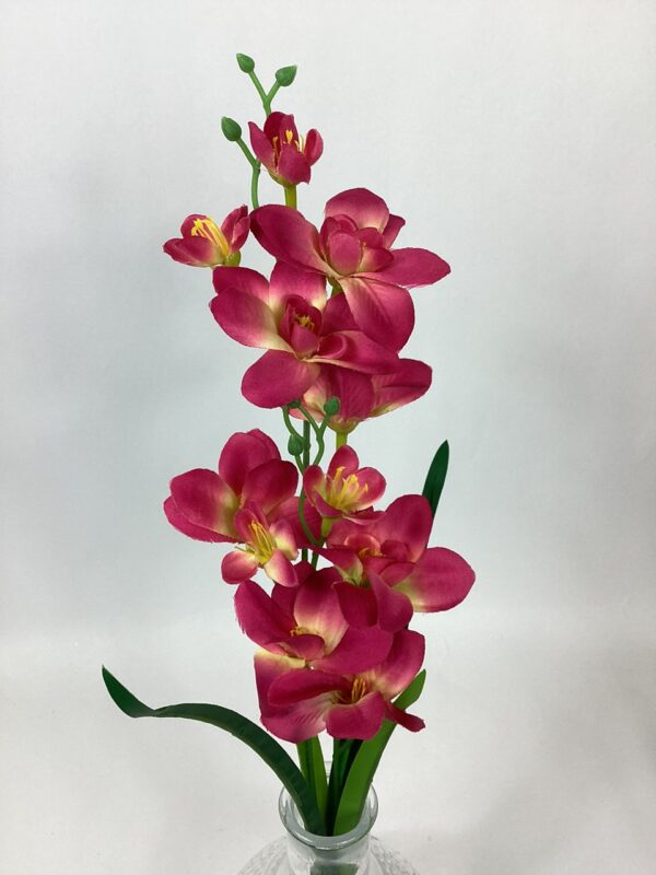 Artificial Satin Orchid Spray Pink/Cream Centre