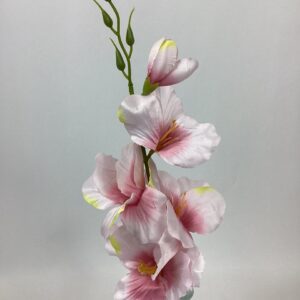 Artificial Satin Gladiolus Spray White/Mauve Centre