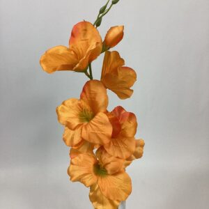 Artificial Satin Gladiolus Spray Orange